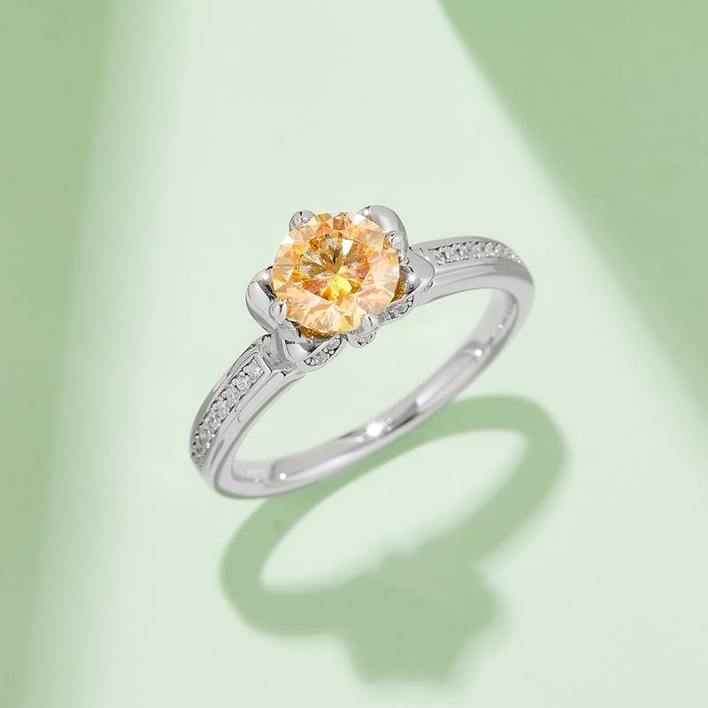 直臂唐嫣同款S925银镀白金MoissaniteWomen's Ring1ctD级